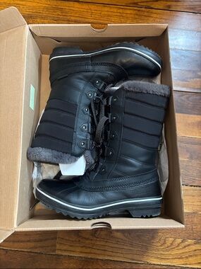 Jambu Black Lace-Up Winter Boots with Faux Fur Collar